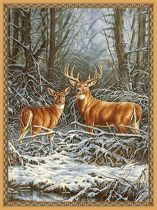 Ковер Hunnu  сувенирный 6S1295 28 олени зимой