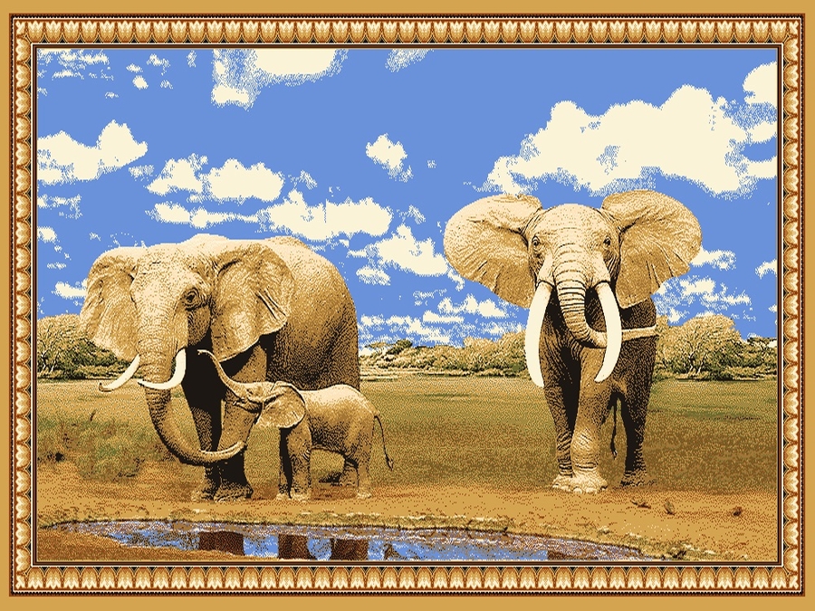 Ковер Hunnu  сувенирный 6S1028 82 слоны